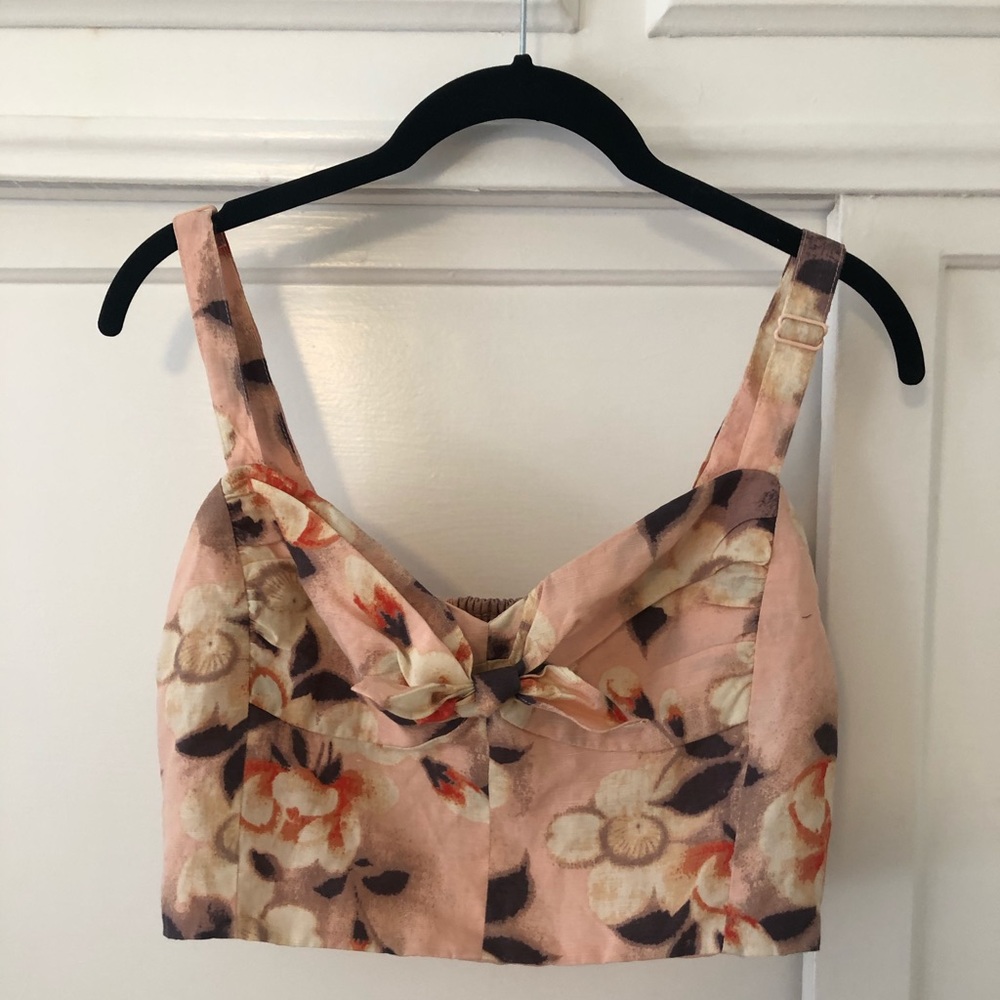 H&M blush floral crop top/bikini top